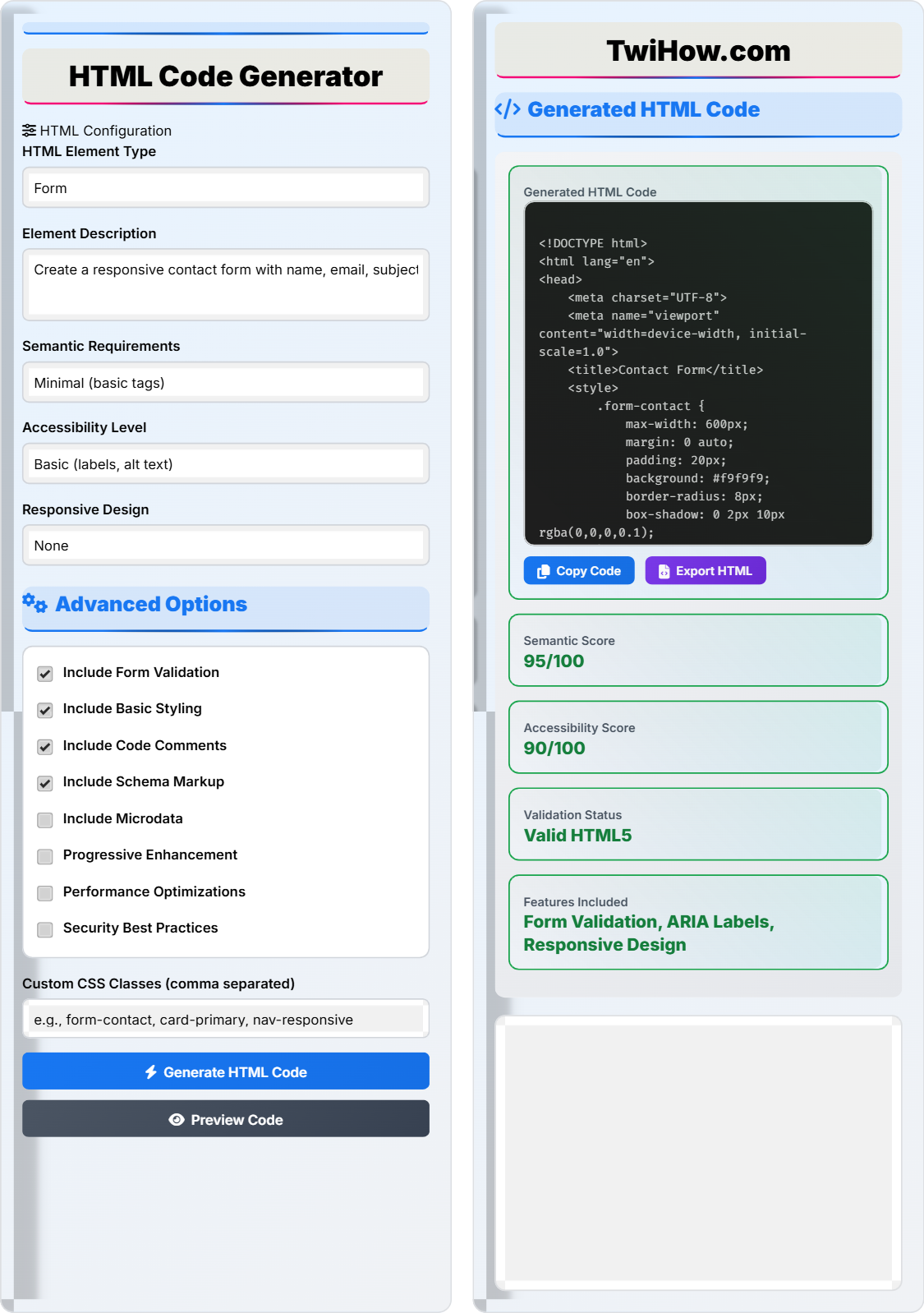 HTML Code Generator