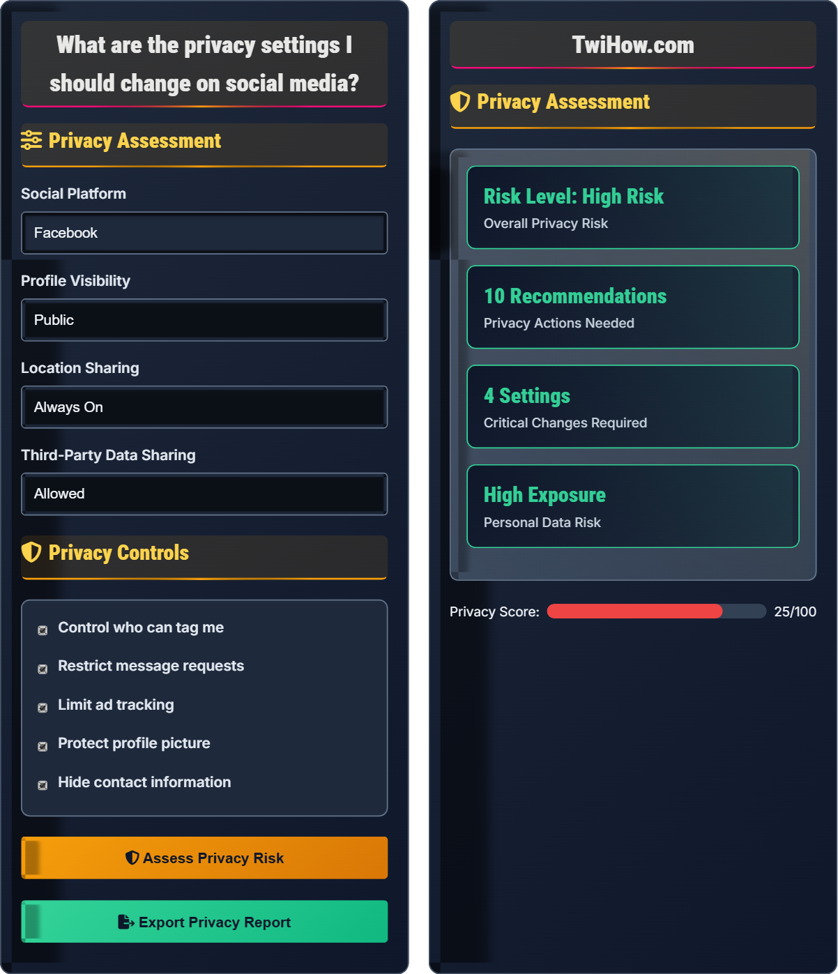 What are the privacy settings I should change on social media?