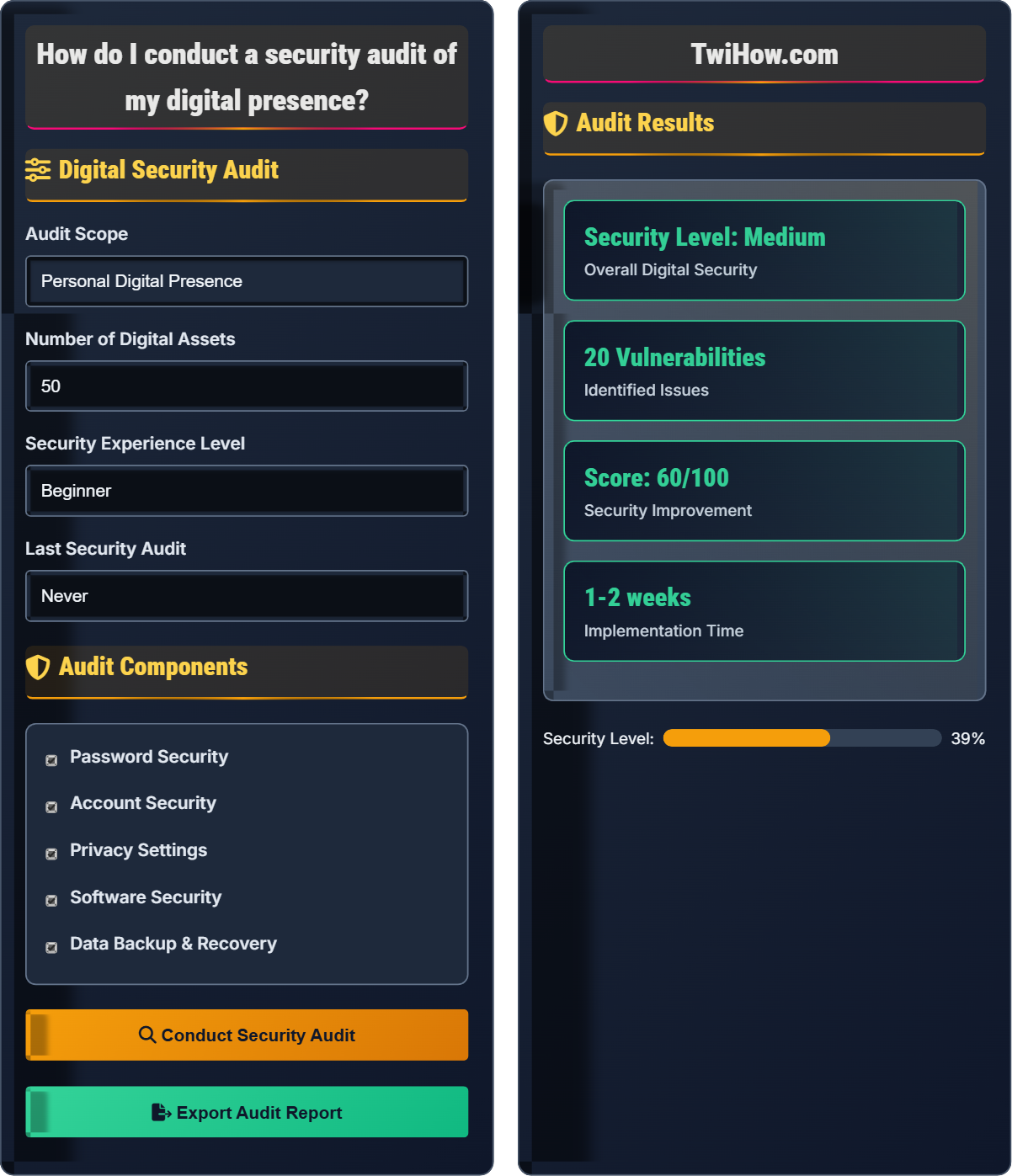 How do I conduct a security audit of my digital presence?